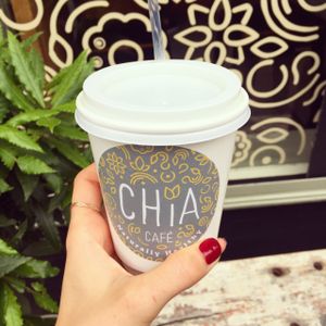 cute little caffe, lovely matcha latte to go  at Chia Naturally Healthy in Hitchin