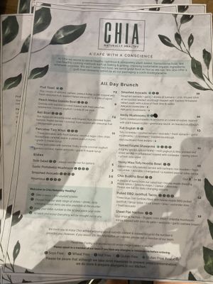 Menu   at Chia Naturally Healthy in Hitchin