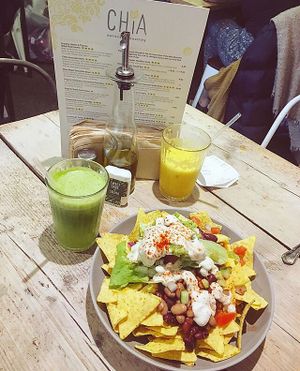 Colourful nachos  at Chia Naturally Healthy in Hitchin