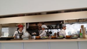 Open kitchen at Kaemon Asakusa in Tokyo