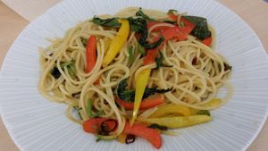 Pasta with vegetables (900¥) at Kaemon Asakusa in Tokyo