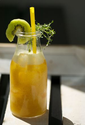 Kiwi, mango, orange & citron thyme..... at Fresh Delicafe in Nazare