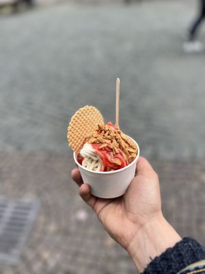 Kinder spaghetti   at Eis Cafe De Lorenzo in Saarbrucken