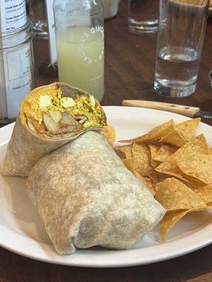Rise and Shine burrito with “sausage” and “bacon"  at Cycle Dogs in Seattle