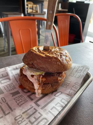 buffalo chicken sandwich   at Cycle Dogs in Seattle