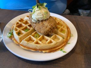 Chick'n and Waffles at Cycle Dogs in Seattle