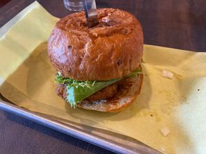 Fried Chick'n Sandwich at Brunch at Cycle Dogs in Seattle