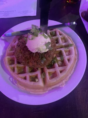 Chicken and waffle  at Cycle Dogs in Seattle