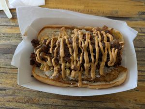 Trash can dog at Cycle Dogs in Seattle