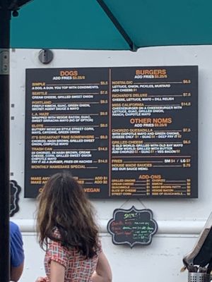 Menu at Cycle Dogs in Seattle