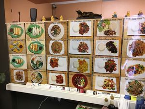 Photo menu wall at Pho Vegan Asian Cuisine in Rocklin