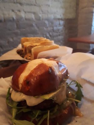 Sunshine burger at Toad Style in Brooklyn