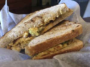 Breakfast sandwich with nacho cheese for $2 more  at Toad Style in Brooklyn
