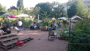 Urban garden  at Himmelbeet Cafe in Berlin