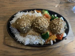 Sizzling Satay balls at Veggo Sizzle in Adelaide