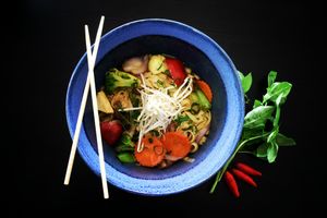 Drunken noodles at Veggo Sizzle in Adelaide