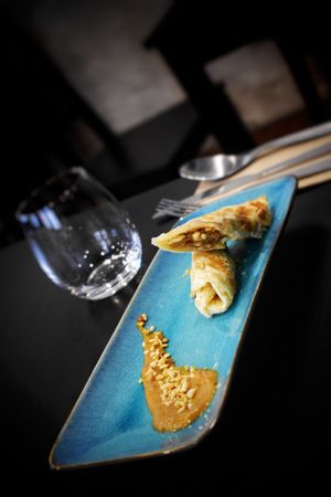 Peanut roti roll at Veggo Sizzle in Adelaide