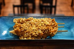 Satay tofu skewers at Veggo Sizzle in Adelaide