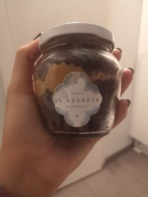 Chocolate and dulce de leche dessert at La Besnéta in Barcelona