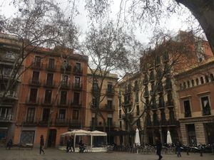 Little square nearby where you can eat the delicious take away goodness!   at La Besnéta in Barcelona