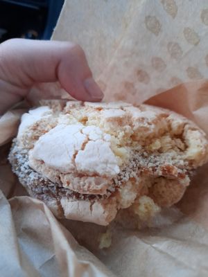 Awesome cookie filled with kind of a a mild caramel/"leche-cream" at La Besnéta in Barcelona