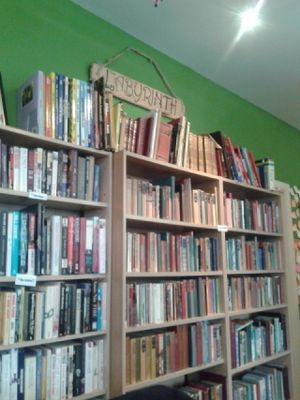 Books galore at Labyrinth Holistic Cafe in Stockton On Tees