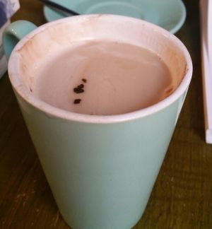 Hot chocolate with almond milk at Vegan Hippo in London