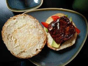 bbq jackfruit burger at Vegan Hippo in London