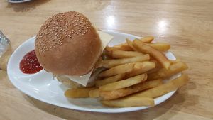 Black pepper vege burger at Vege Coffee in Johor Bahru