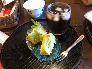 Cake in vegetarian set at Sakura Saku in Himeji