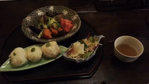 Vegan dinner 1050 yen at Sakura Saku in Himeji