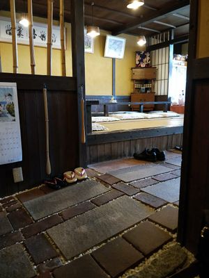 Traditional seating as well as chairs. at Sakura Saku in Himeji