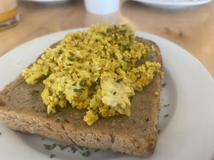Tofu scramble on toast   at Zoot Coffee in Camden