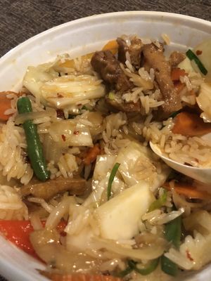 Vegan chilli lemongrass and rice at Yummy Noodle in Cairns