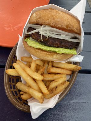 Hamburger, sub vegan patty and minus garlic aioli   at Custard King  in Astoria
