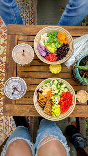 On the patio at Dobra Tea in Asheville