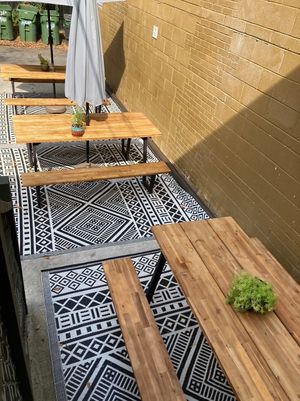 Patio seating  at Dobra Tea in Asheville