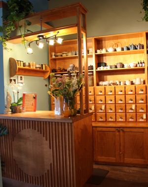 Matcha Mochi Cake  at Dobra Tea in Asheville