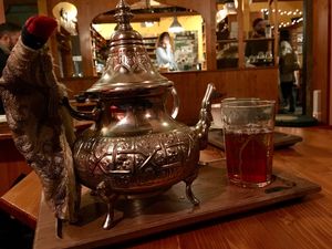 Moroccan mint tea service  at Dobra Tea in Asheville