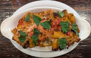 Vegan Eggplant Rigatoni at East Glisan Pizza Lounge in Portland