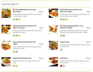 Vegetarian Appetizers at IndiGo Indian Bistro in Manchester