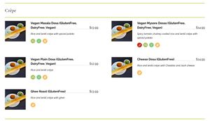 Dosa at IndiGo Indian Bistro in Manchester