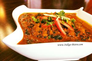 Vegan Channa Palak (Gluten Free, Vegan, Dairy Free) - Garbanzo beans cooked with spinach at IndiGo Indian Bistro in Manchester