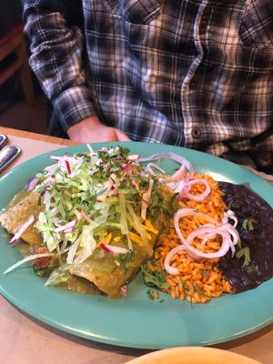 Vegan chorizo enchiladas  at Tomatillo in Dobbs Ferry