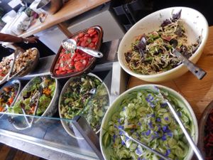 some of the salads at Seeds 2 Cafe in Totnes
