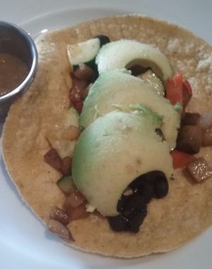 Vegan taco on Boomtown's breakfast menu.  at Boomtown Coffee in Houston