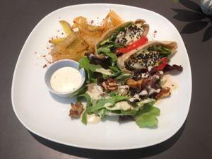 Falafel pita and salad (vegan) at MuYe - Mottainai in Kaohsiung