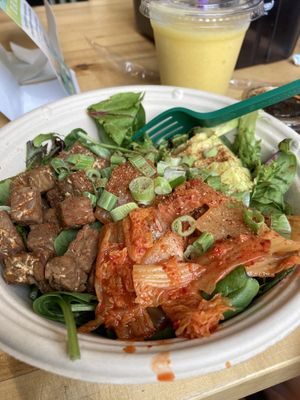 Vegan Chef Challenge JAX, Tempeh and Kimchi wrap made as a salad   at Homespun Kitchen - Previously Happy Cup in Atlantic Beach