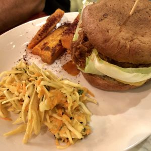 Pulled jackfruit burger at Redemption - Chepstow in West London