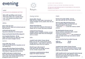 New menu! at Redemption - Chepstow in West London